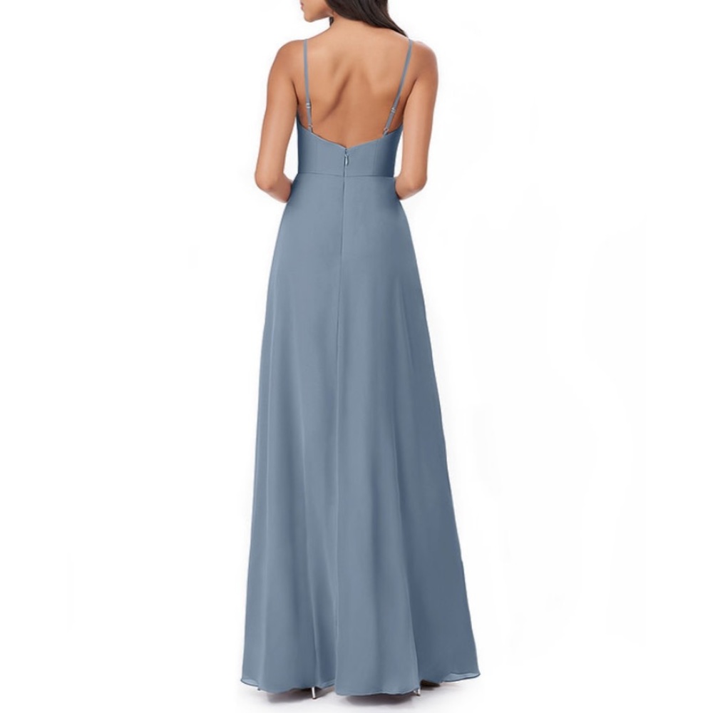 Azazie Dusty Blue Collette Bridesmaids Dress A4 size 4 Worn Once - Picture 3 of 7